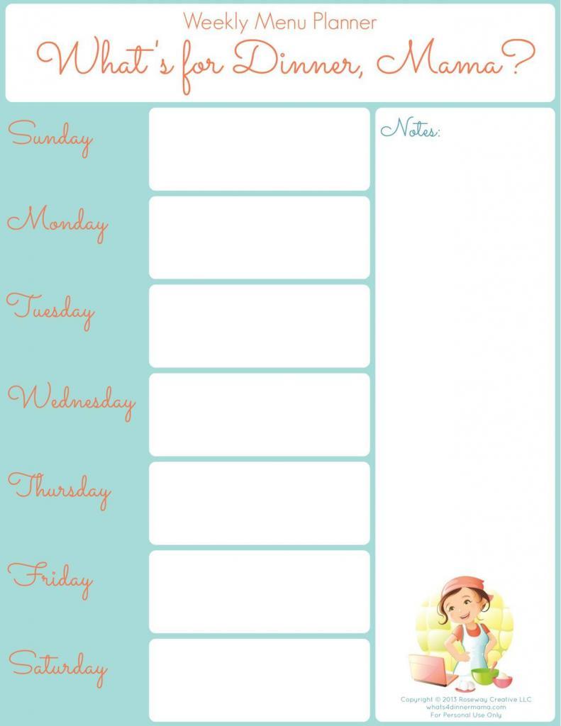 Printable Weekly Menu Planner