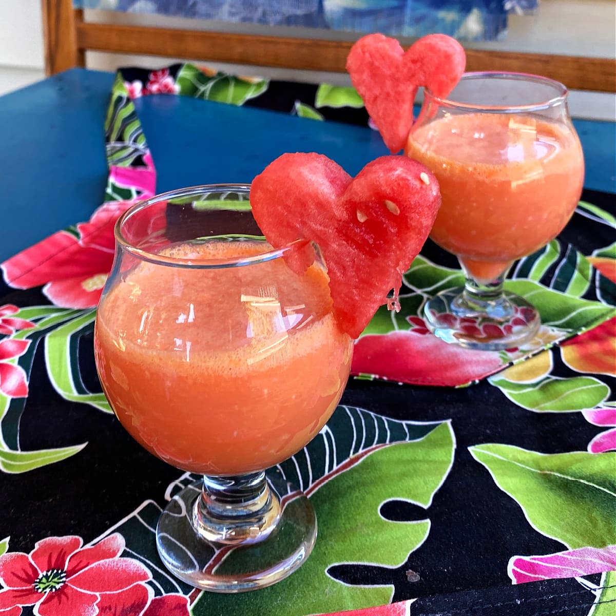 Otai in small snifter-style glasses, garnished with watermelon cut-outs.
