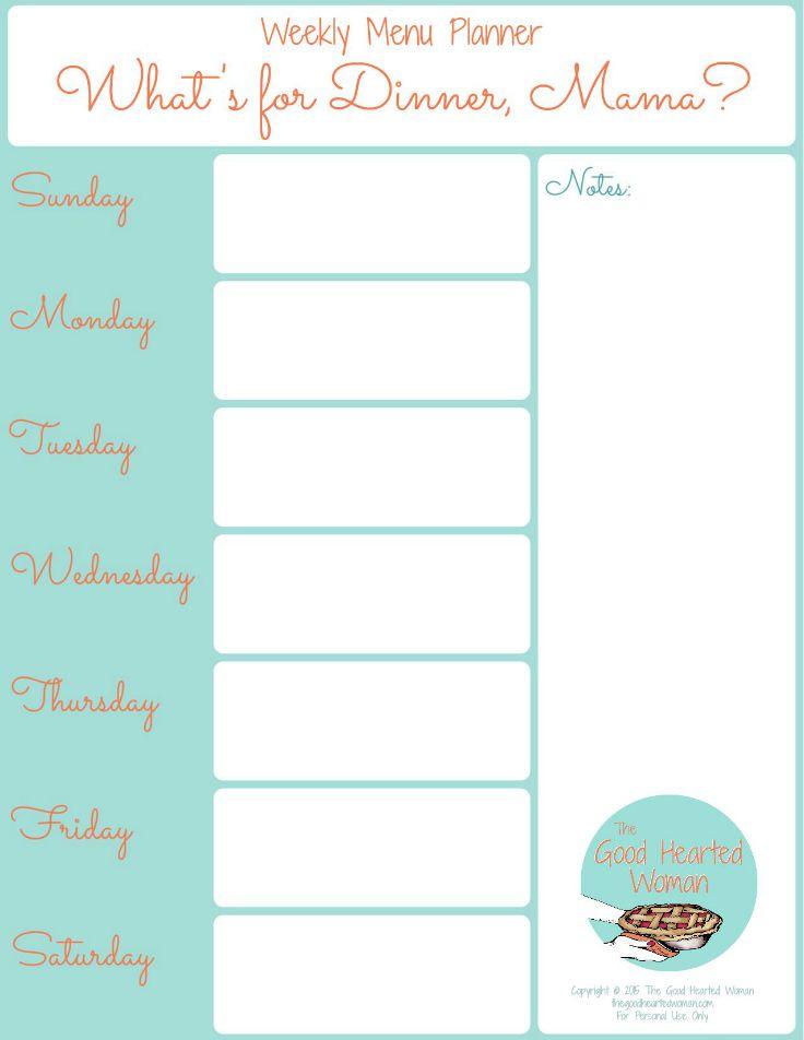 printable menu template