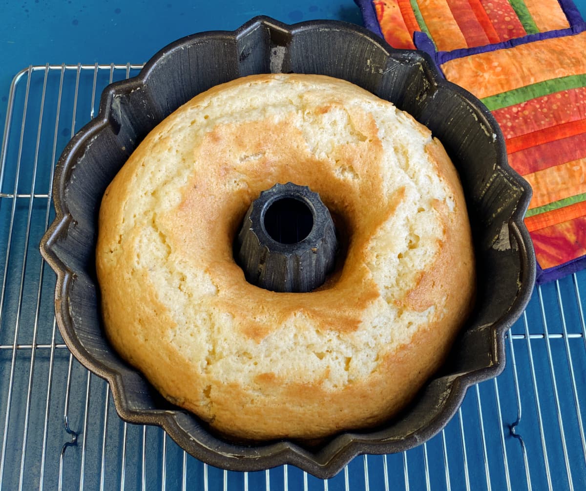 Baked bundt, not yet released from pan.