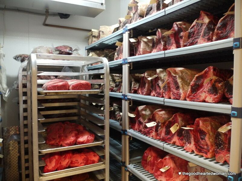  Beef on shelves in aging room