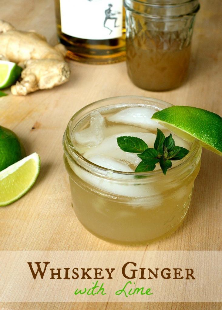 Whiskey Ginger with Lime {Made with Homemade Ginger Syrup!}