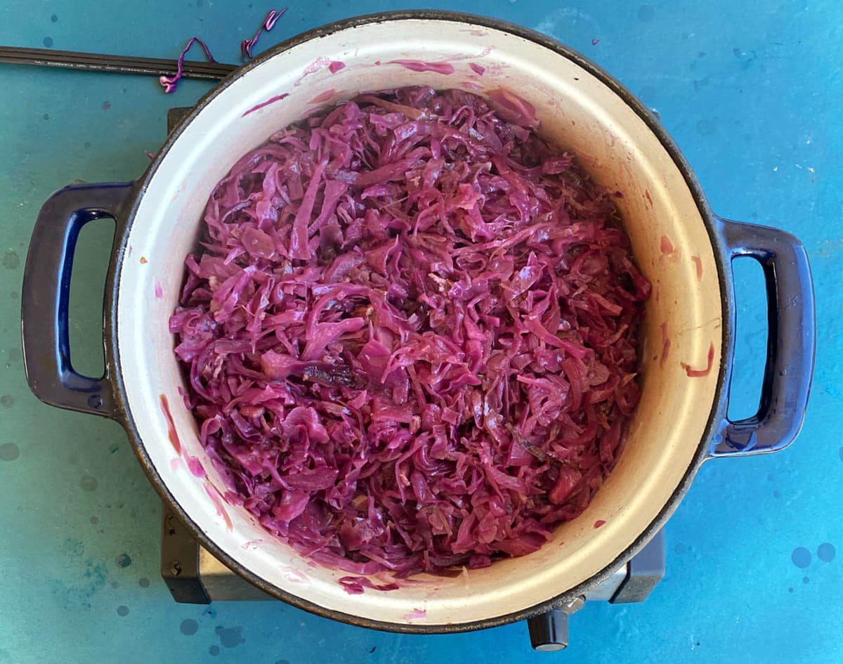 german red cabbage cooked down, ready to serve.