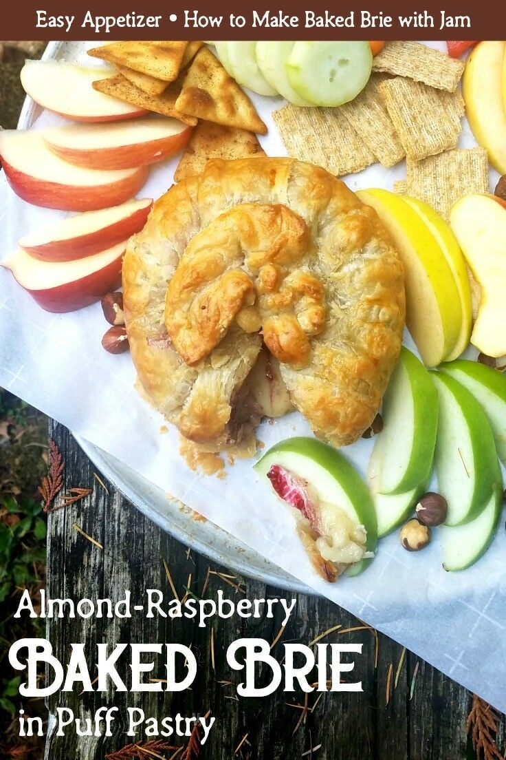 Almond-Raspberry Brie in Puff Pastry {Easy Baked Brie with Jam} | The Good Hearted Woman
