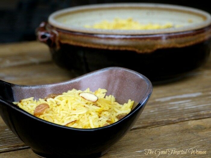 Sweet Yellow Saffron Rice | The Good Hearted Woman