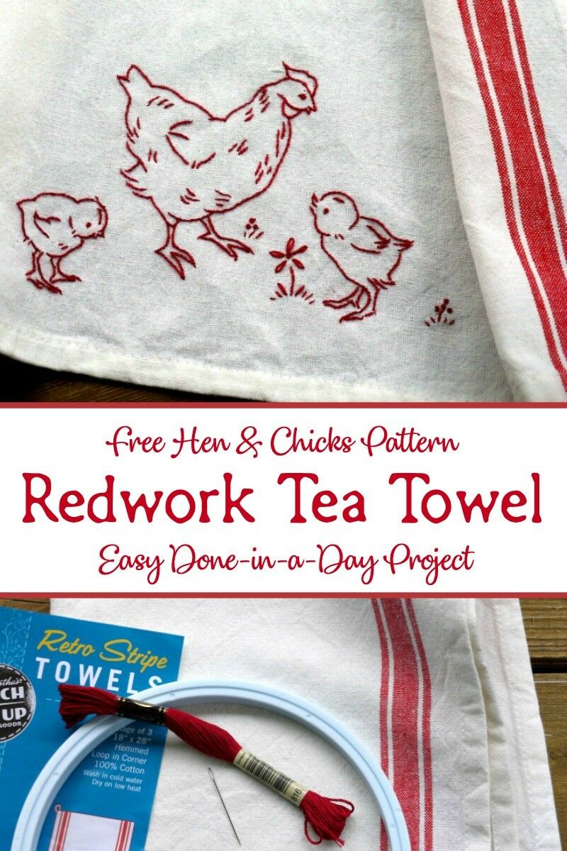 Redwork Tea Towel DIY