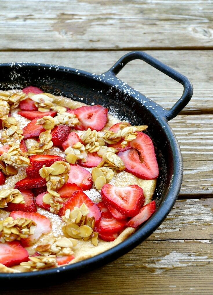 Strawberry Souffle Omelet with Maple-Caramelized Almonds
