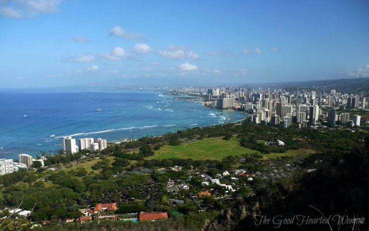 Honolulu to the west, as seen from the top of Diamond Head.