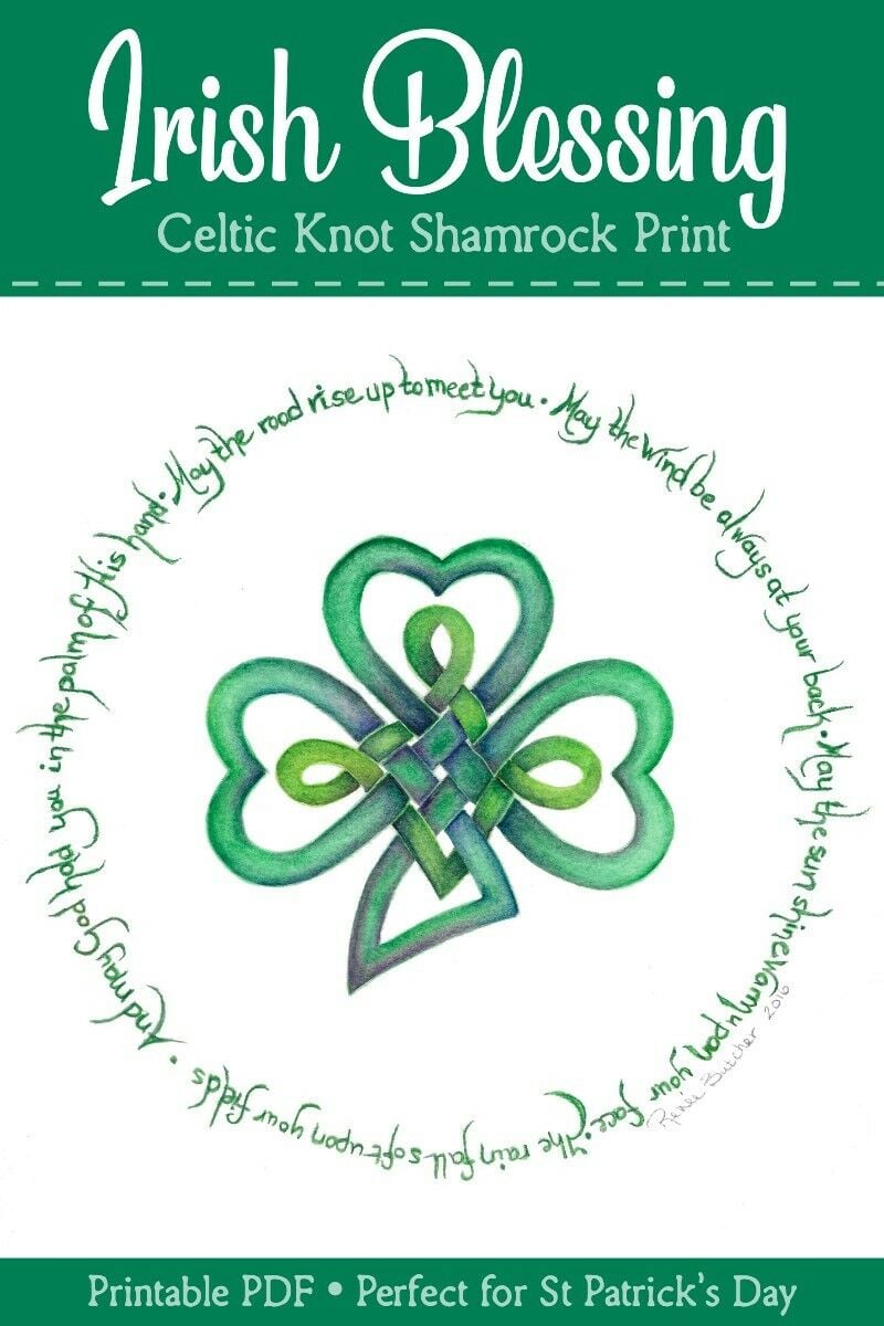 Irish Blessing Celtic Knot Shamrock Print May The Road Rise To Meet