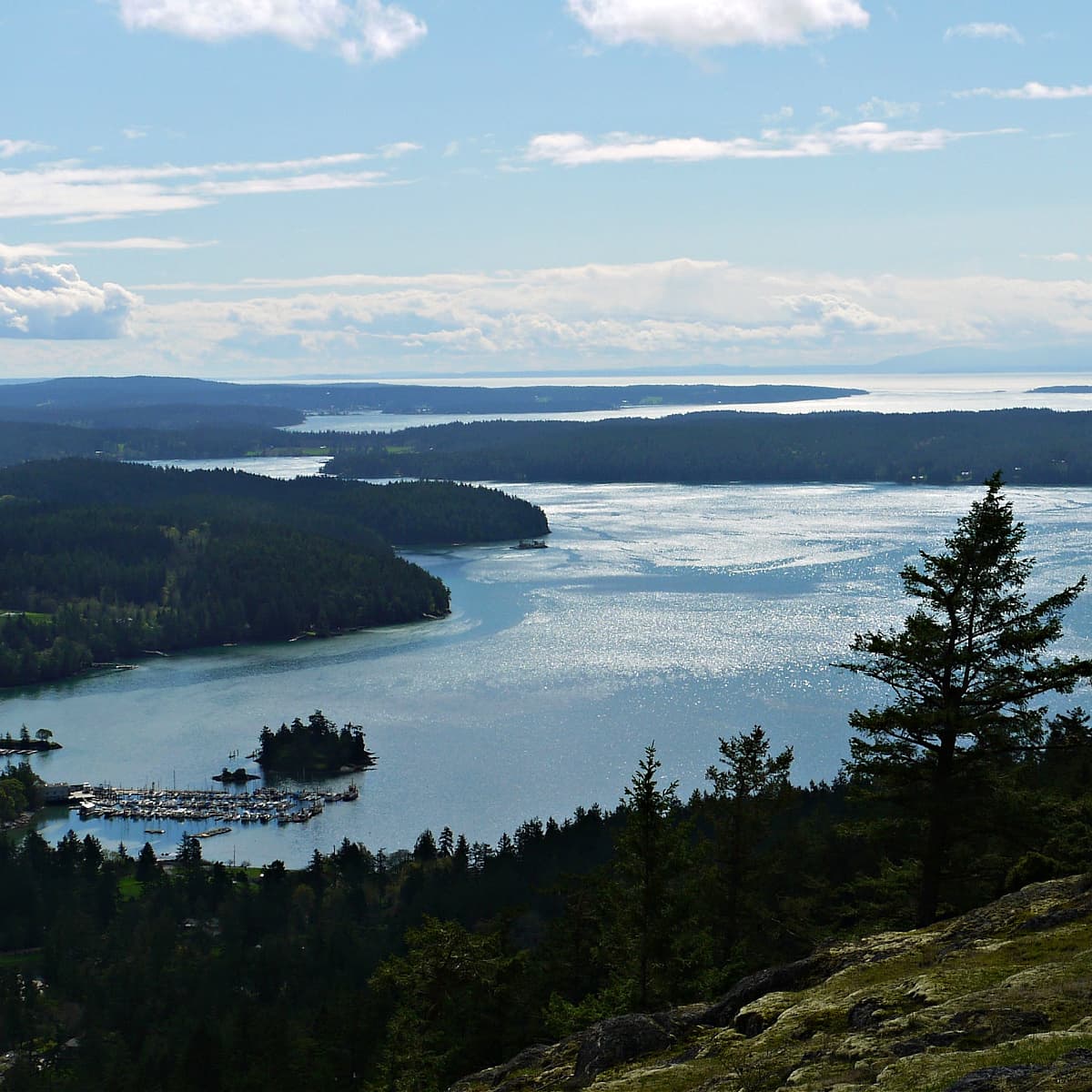 View of San Juan Islands from the top of Turtle Mountain on Orcas Island.