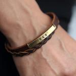 Personalized Brown Leather Bracelet - $13