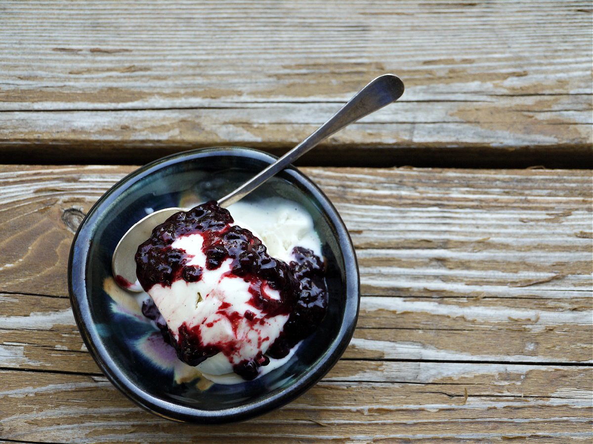 Ice cream and berry compote!