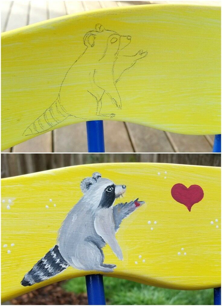 Painting design - how to paint racoons - Share Chair DIY {Teacher Gift | School Auction Project}