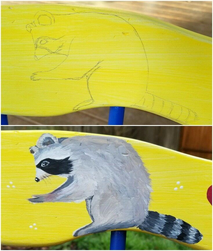 How to paint racoons - Share Chair DIY {Teacher Gift | School Auction Project}