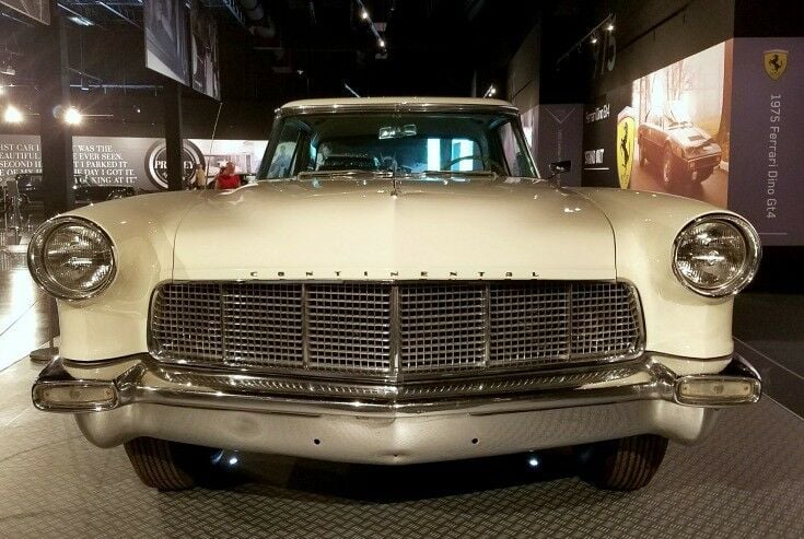 Front end of 1956 Lincoln Continental Mark II - Presley Motors Automobile Exhibit 