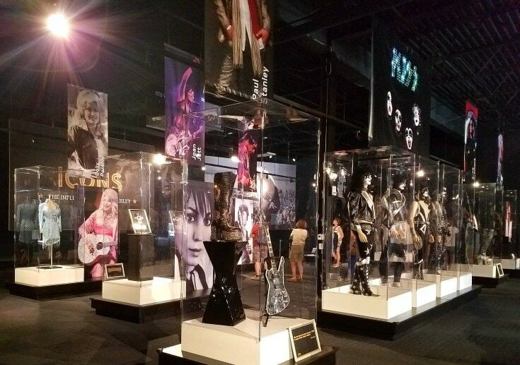 ICONS: The Influence of Elvis - mannequins and artifacts depicting pop and country musicians influenced by Elvis.