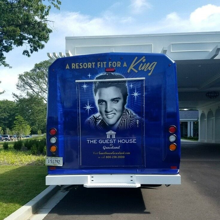 Bus with Elvis painted on the back. 