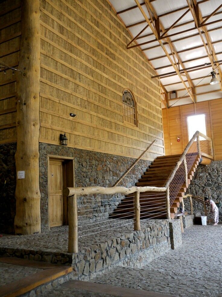 Stave Wall inside winery. 