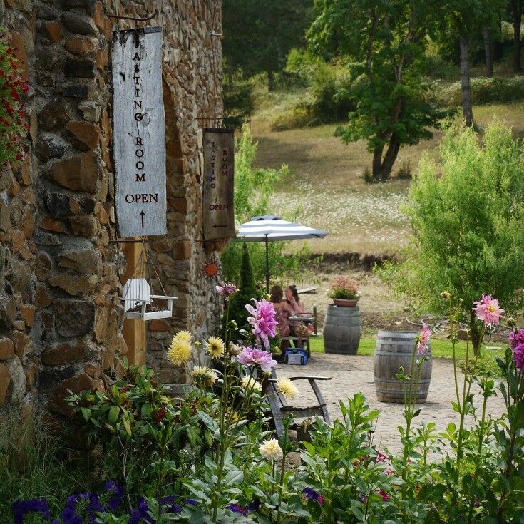 Exterior shot of winery courtyard