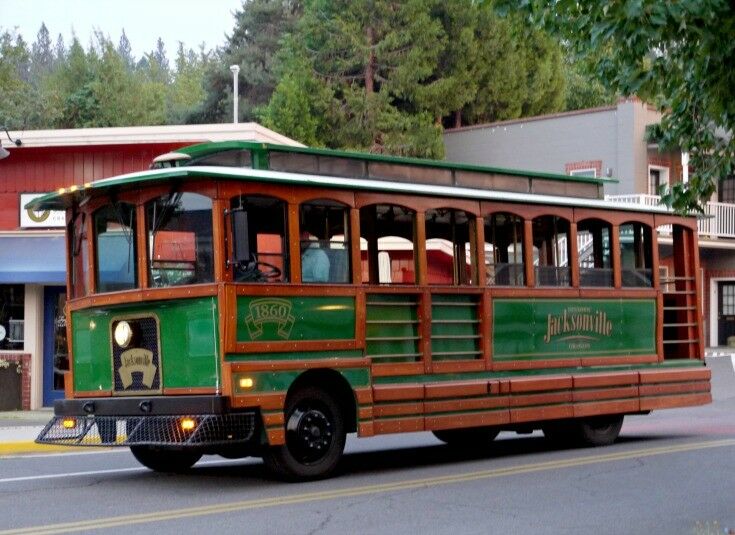 Jacksonville Trolley on the road. 