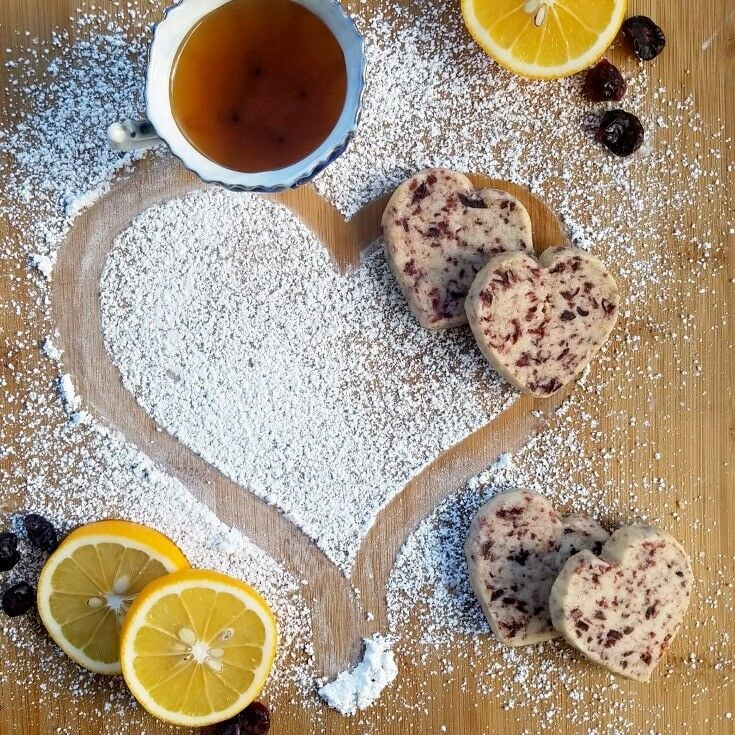 Meyer Lemon & Cranberry Shortbread Hearts 
