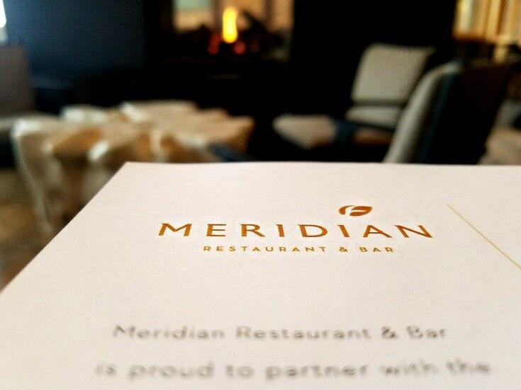 Close-up of front of menu from Meridian at Headlands Coastal Lodge & Spa 