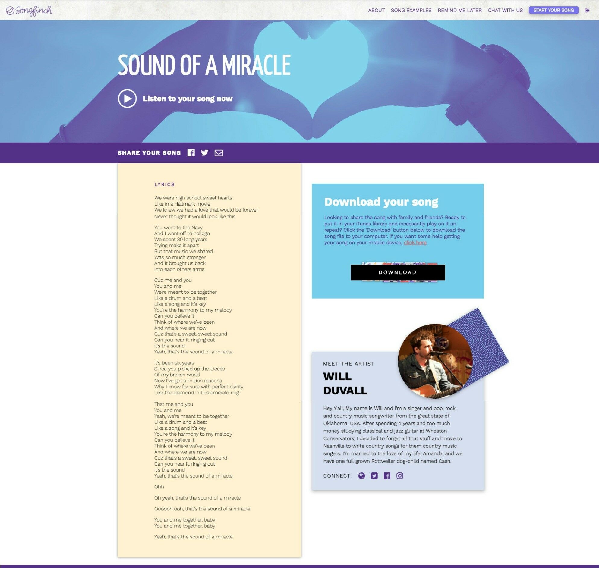 Songfinch Personalized Song Review {Sound of a Miracle} | The Good Hearted Woman