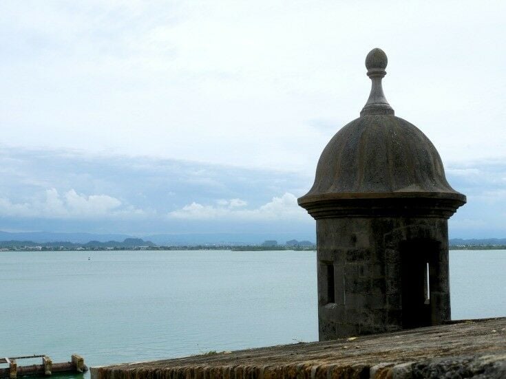 Guard tower overlooking San Juan harbor. 