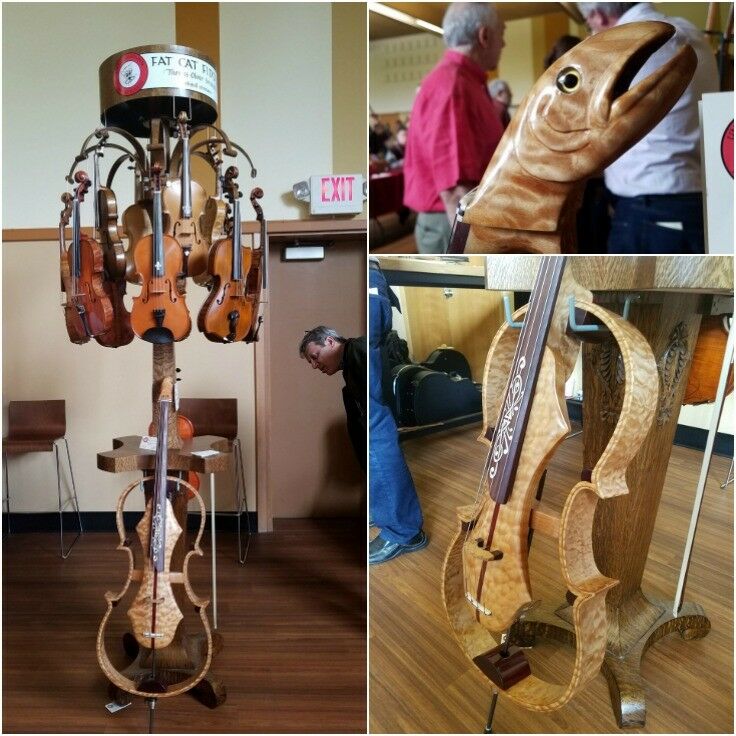 Collage showing different angles of Thomas Oliver Simensen's Open-Concept Cello