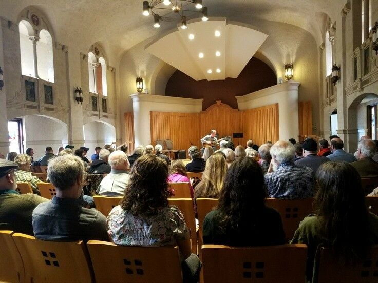 From back of the hall during a performance in the Wiegand Performance Hall