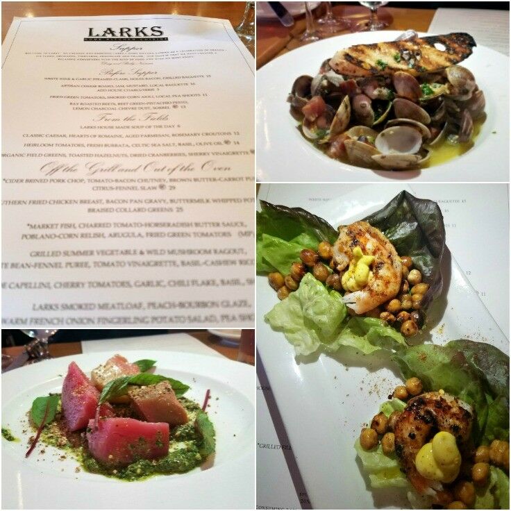 Lark's Restaurant; menu and images of food. 