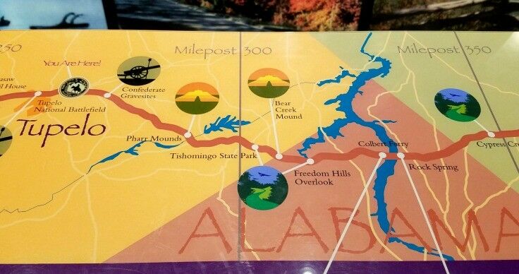 Visitors Center illustrated map of Natchez Trace