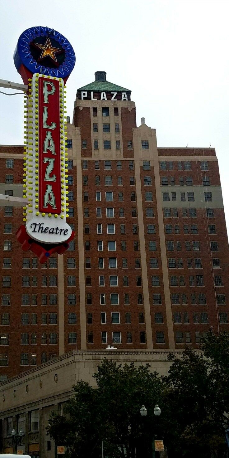 Exterior of the Plaza Theater marquee. 