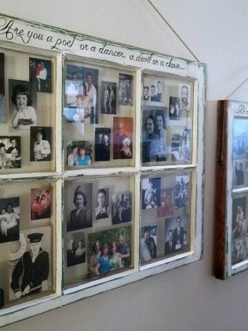How to Make an Epic Family Photo Display from Vintage Windows | The Good Hearted Woman