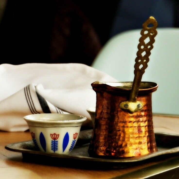 Turkish coffee on a tray