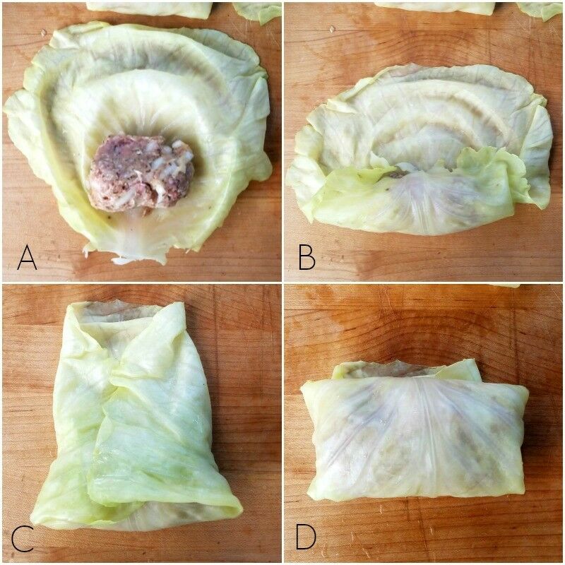 How to roll a cabbage roll; 4 steps