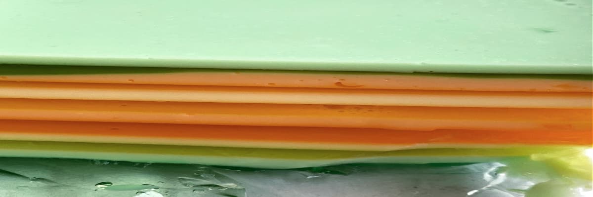 Close-up of 12 layers of jello.