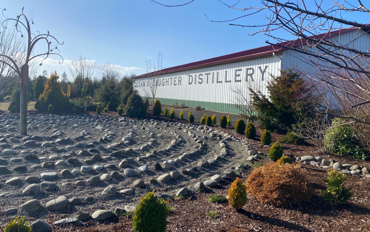 Rock maze in front of Ocean's Daughter Distillery