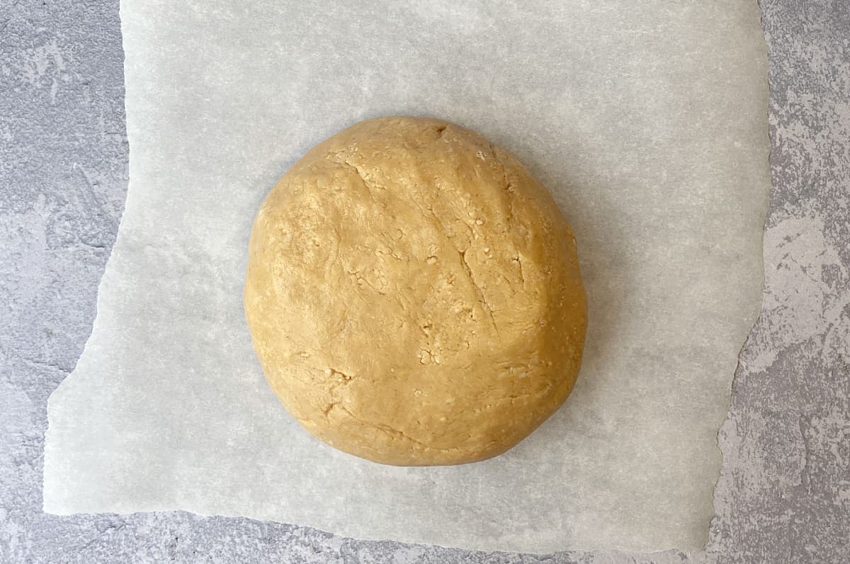 Peanut butter centers mixed, formed into large round.