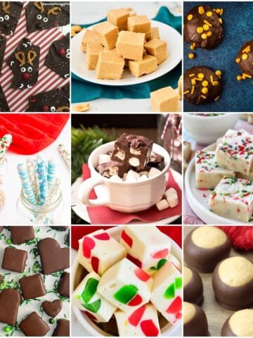 9-panel collage of different Christmas candy recipes in this collection.