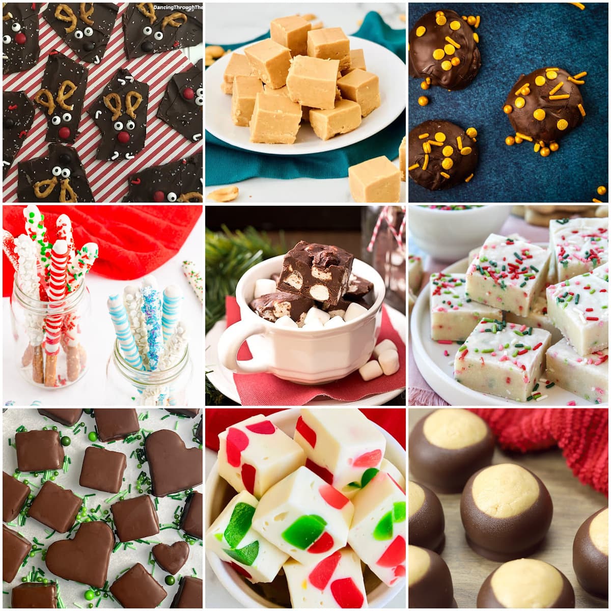 9-panel collage of different Christmas candy recipes in this collection.