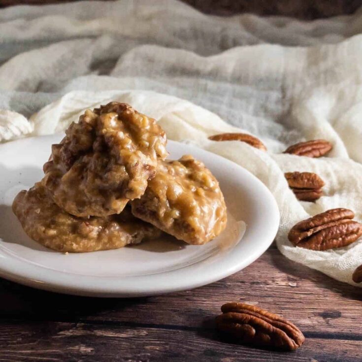 Southern Pecan Pralines on a plate.