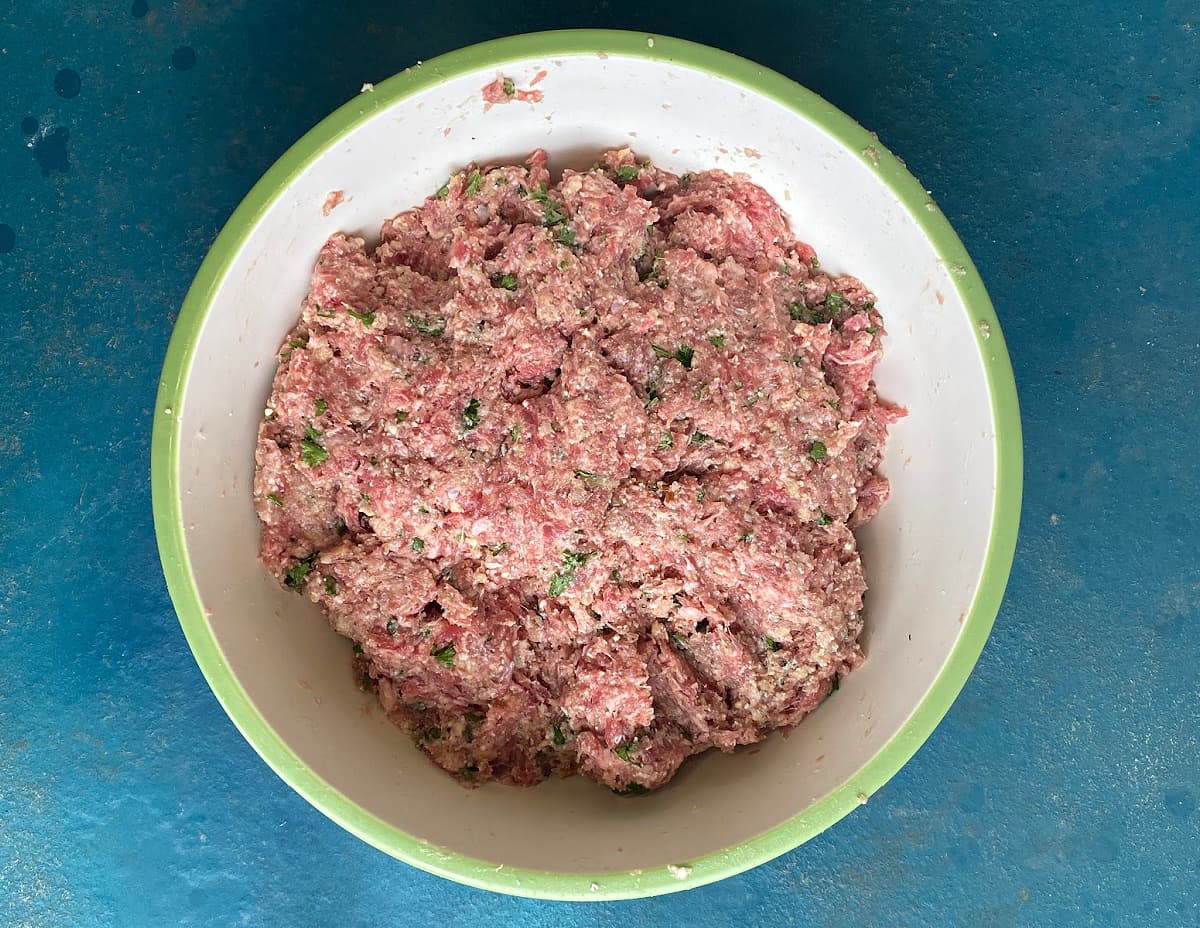 Ingredients for this recipe, mixed in a bowl.