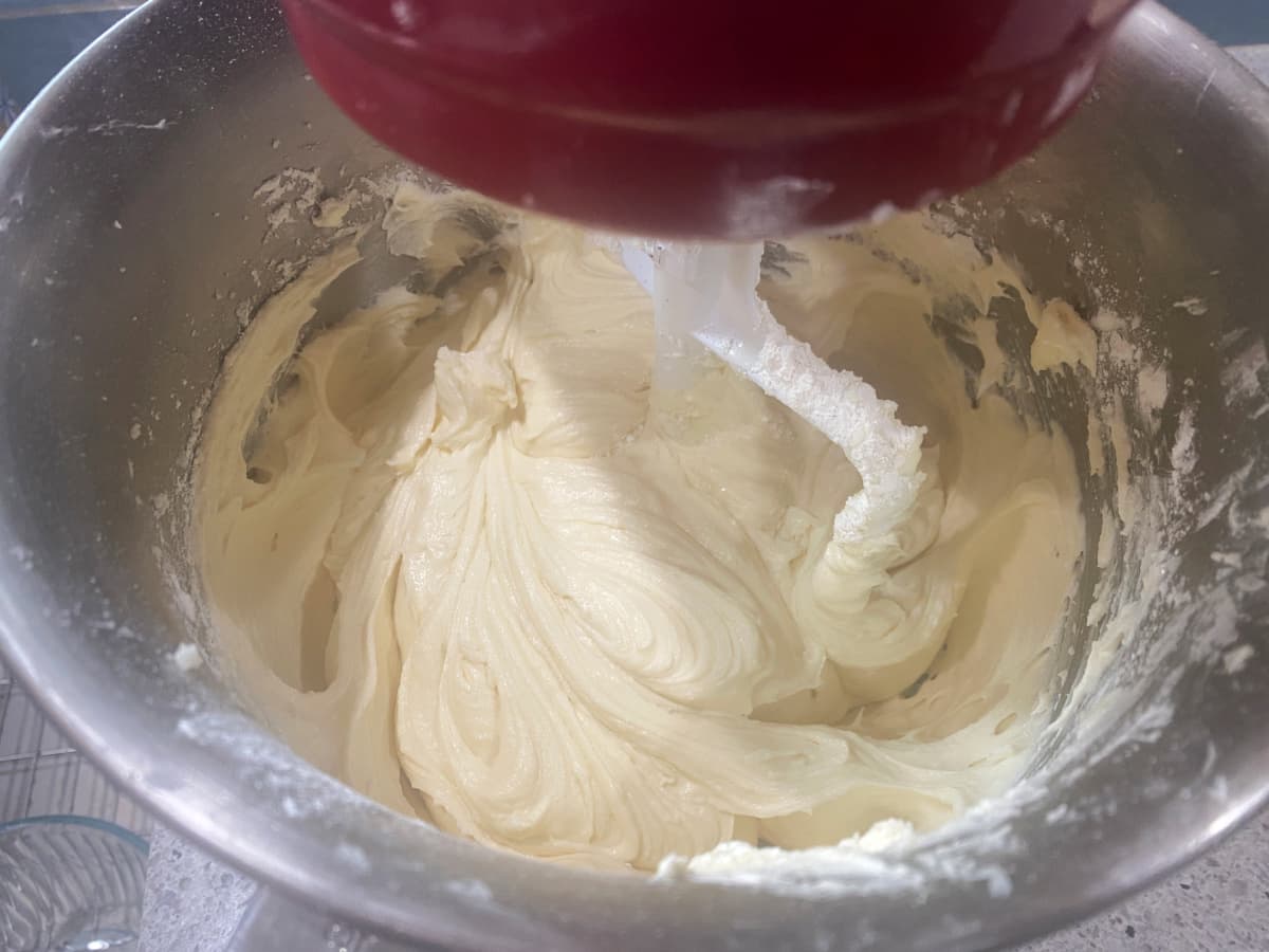 Cake batter completely mixed.