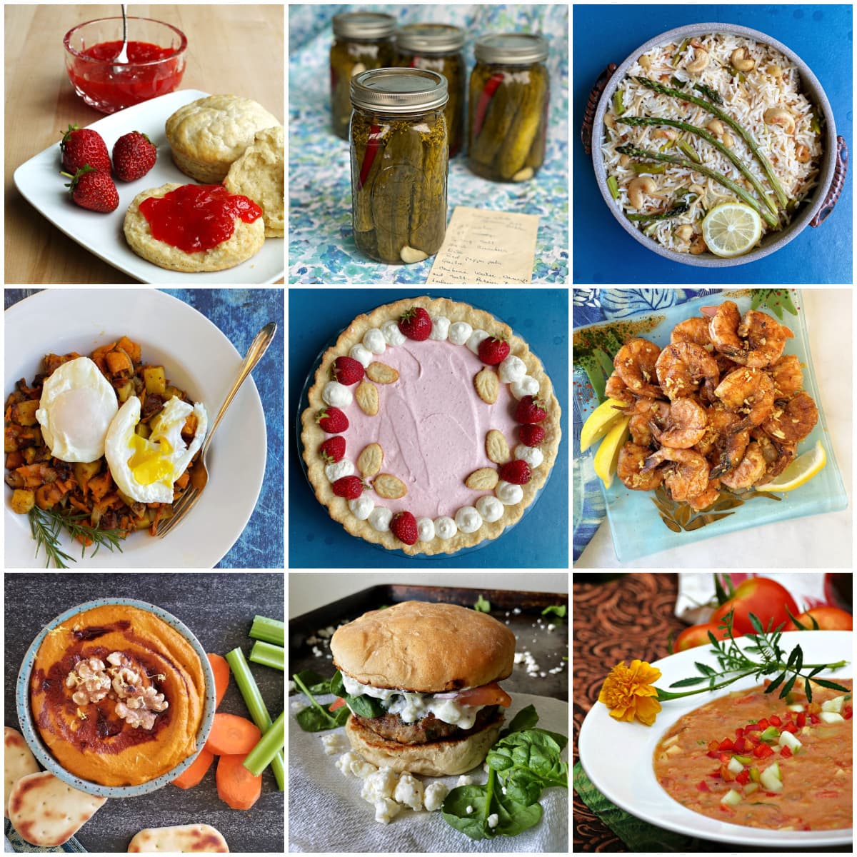 9-panel collage showing images of food and recipes from May Food Holidays calendar.