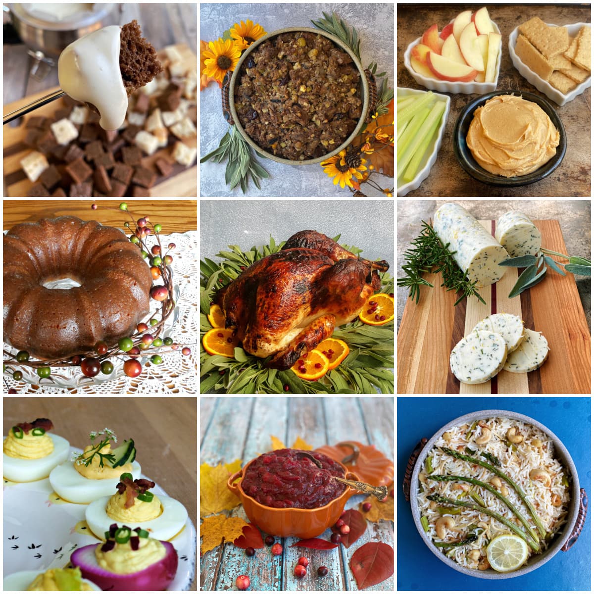 9-panel collage showing images of food and recipes from November Food Holidays calendar.