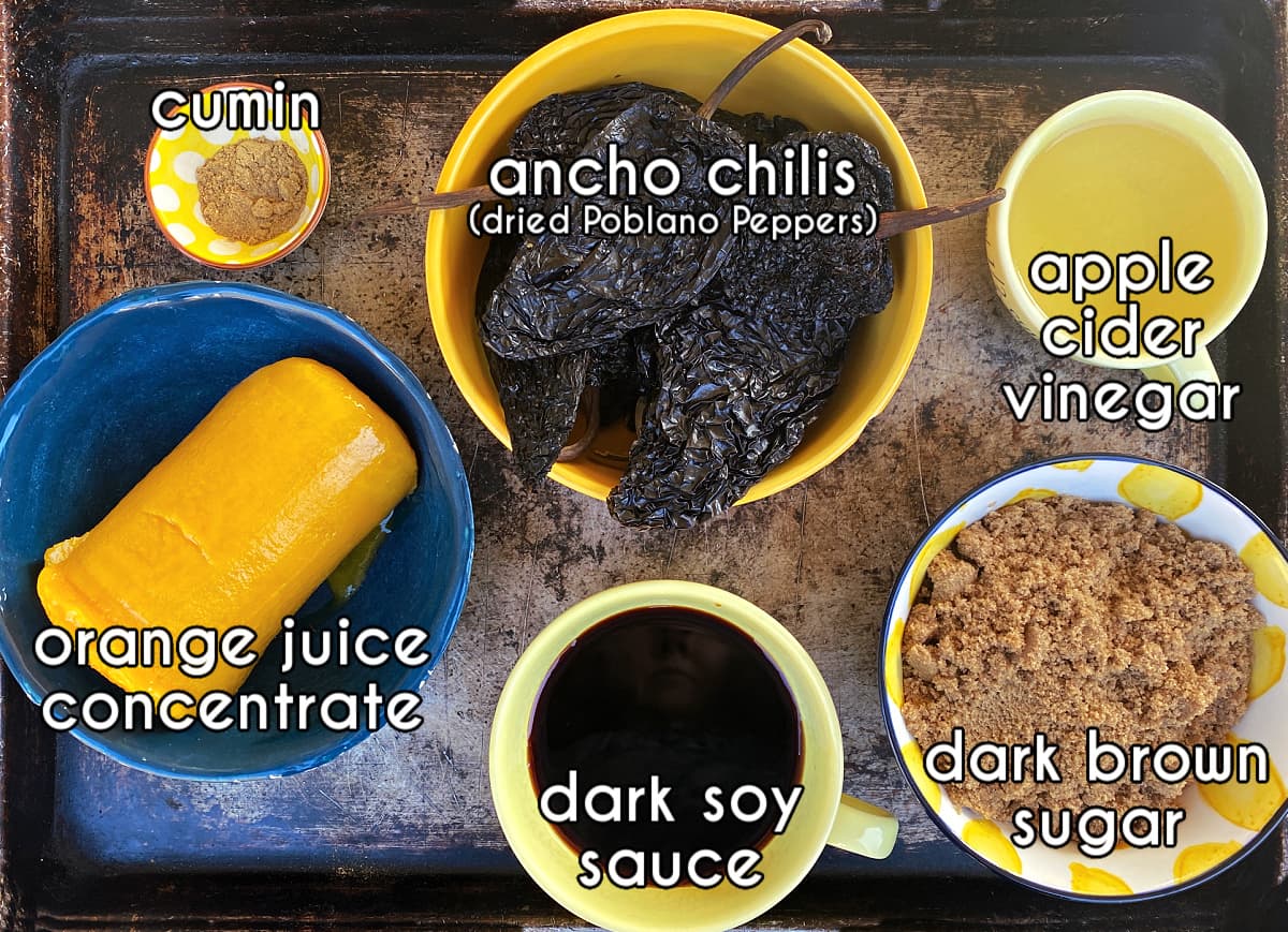 Photo of individual ingredients that go into this Boss Sauce recipe, measured and prepped.