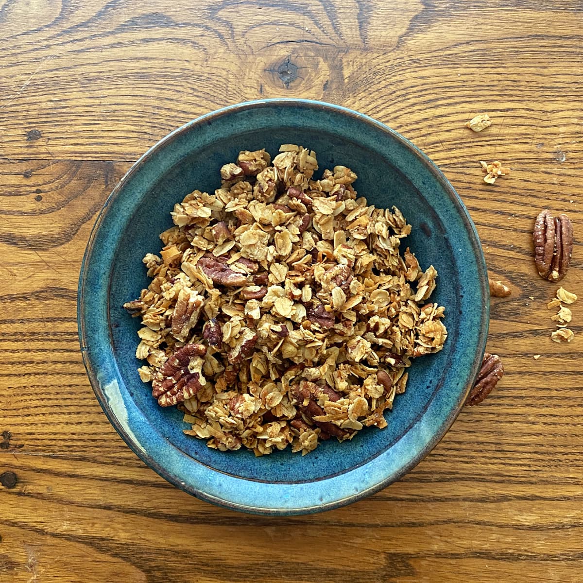 Small bowl of maple pecan granola.