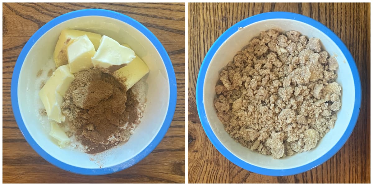 Streusel topping mixed in a bowl.