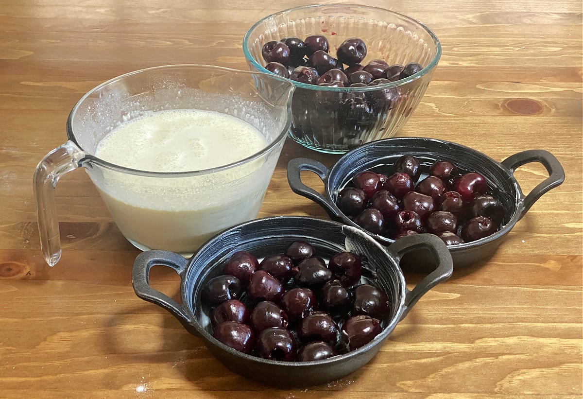 This easy Cherry Clafoutis recipe is made from fresh sweet cherries, along with a short list of simple kitchen staples.